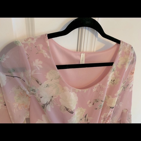 Pink Blush - Pink Floral Maternity Chiffon Dress - Picture 2 of 4